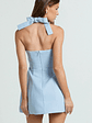Dante Mini Dress Halter Neck Tie Tulip Skirt Dress in Soft Blue - thumbnail 6