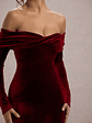 Compliment | Berry Velvet Bardot Midi Dress - thumbnail 6