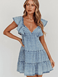 Daffodil Ruffle A-Line Mini Dress Light Blue - thumbnail 5