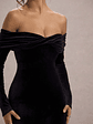 Compliment | Black Velvet Bardot Midi Dress - thumbnail 2