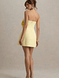 Daffodil | Lemon Bandeau Mini Dress With Large Floral Corsage - thumbnail 2