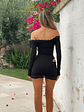 Daphne Long Sleeve Mini Dress Black - thumbnail 5
