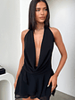 Cleo Plunge Cowl Neck Mini Dress - Black - thumbnail 3