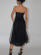 Daphnie Drop Waist Tulle Midi Dress Black - thumbnail 2