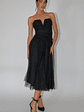 Daphnie Drop Waist Tulle Midi Dress Black - thumbnail 3