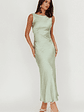 Carmine Satin Sleeveless Maxi Dress Sage - thumbnail 1