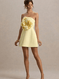 Daffodil | Lemon Bandeau Mini Dress With Large Floral Corsage - thumbnail 5