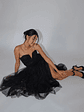 Daphnie Drop Waist Tulle Midi Dress Black - thumbnail 5