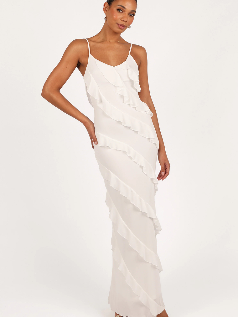 Ciao Ruffles Maxi Dress - Cloud White 3
