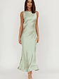 Carmine Satin Sleeveless Maxi Dress Sage - thumbnail 4