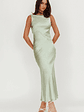 Carmine Satin Sleeveless Maxi Dress Sage - thumbnail 5
