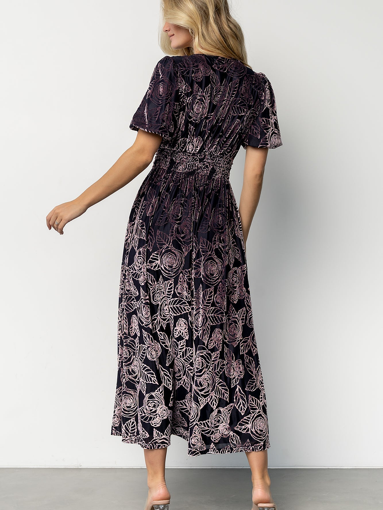 Dahlia Velvet Dress | Indigo + Purple Floral 4