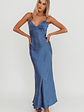 Ciao, Bella Tied Back Satin Maxi Dress Midnight Blue - thumbnail 1