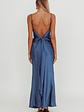 Ciao, Bella Tied Back Satin Maxi Dress Midnight Blue - thumbnail 2