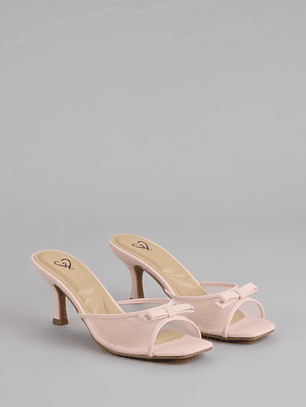 Dainty Drama Mesh Bow Kitten Mules