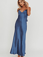Ciao, Bella Tied Back Satin Maxi Dress Midnight Blue - thumbnail 3