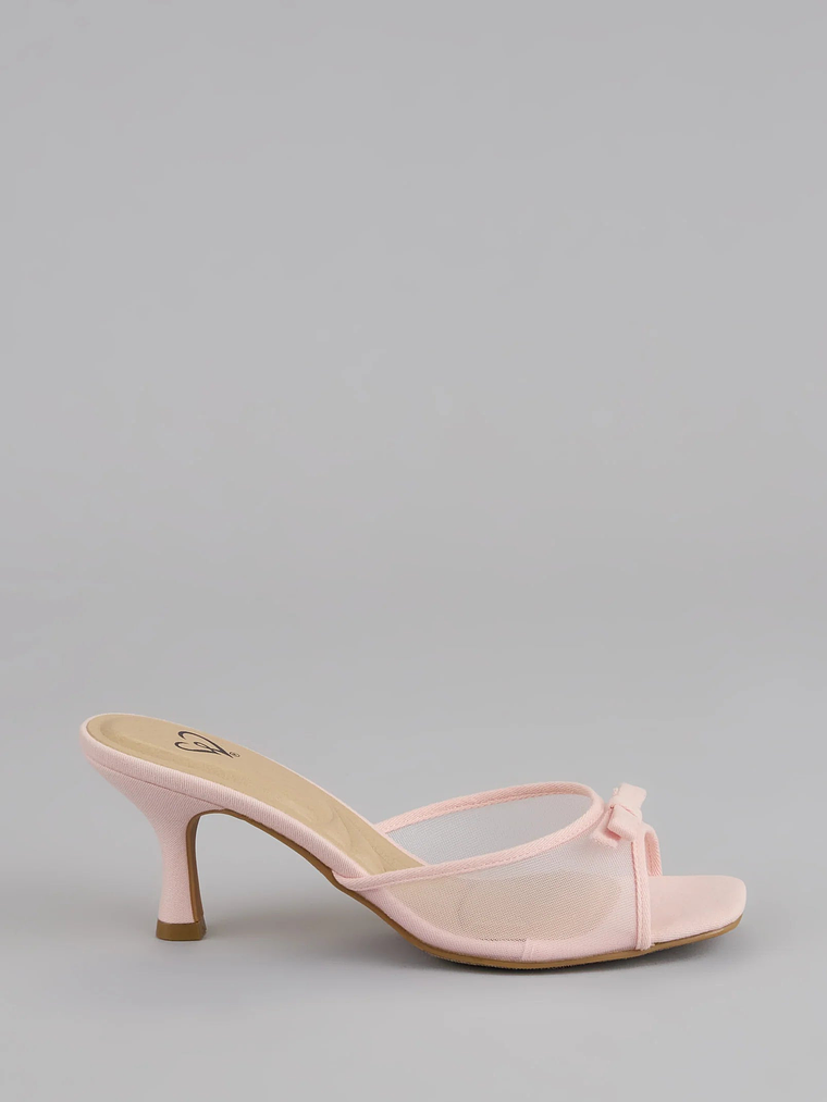Dainty Drama Mesh Bow Kitten Mules 2