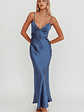 Ciao, Bella Tied Back Satin Maxi Dress Midnight Blue - thumbnail 5