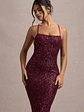 Cosmic | Berry Sequin Square-Neck Strappy Maxi Dress - thumbnail 3