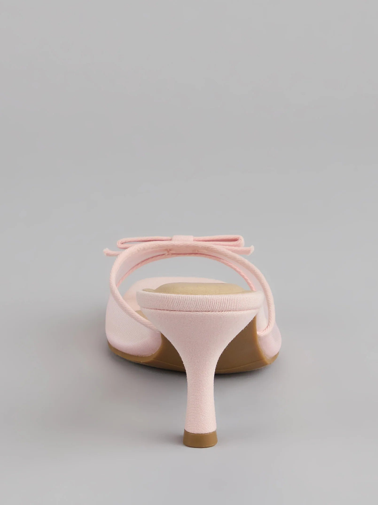 Dainty Drama Mesh Bow Kitten Mules 4