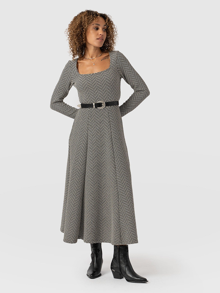 Darcey Flared Dress - Cream Lurex 2