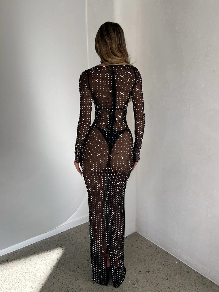 CIARAN LONG SLEEVE MAXI DRESS BLACK SPARKLE 3