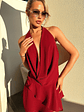 Cleo Plunge Cowl Neck Mini Dress - Burgundy - thumbnail 7