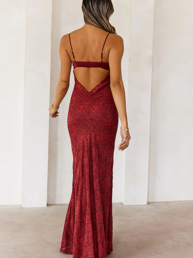 Chasing Midnight Lace Maxi Dress 4