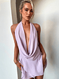 Cleo Plunge Cowl Neck Mini Dress - Lilac - thumbnail 2