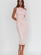Country Club Asymmetric Neckline Midi Dress Sequin Blush - thumbnail 1