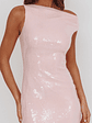 Country Club Asymmetric Neckline Midi Dress Sequin Blush - thumbnail 3