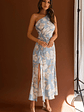Casa Del Mar One-Shoulder Ruched Midi Dress Floral Blue - thumbnail 3
