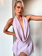 Cleo Plunge Cowl Neck Mini Dress - Lilac - thumbnail 5
