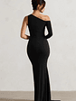 Contradiction | Black One-Sleeve Asymmetric Maxi Dress - thumbnail 2