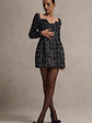 Contessa | Black Boucle Long-Sleeve Mini Dress - thumbnail 5