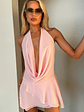 Cleo Plunge Cowl Neck Mini Dress - Pink - thumbnail 1