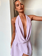 Cleo Plunge Cowl Neck Mini Dress - Lilac - thumbnail 6