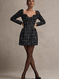 Contessa | Black Boucle Long-Sleeve Mini Dress - thumbnail 6