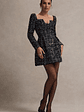 Contessa | Black Boucle Long-Sleeve Mini Dress - thumbnail 7