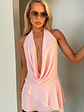 Cleo Plunge Cowl Neck Mini Dress - Pink - thumbnail 4