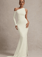 Contradiction | Cream One-Sleeve Asymmetric Maxi Dress - thumbnail 1