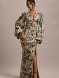 Casarile | Snake Print V-Neck Balloon Sleeve Maxi Dress - thumbnail 4