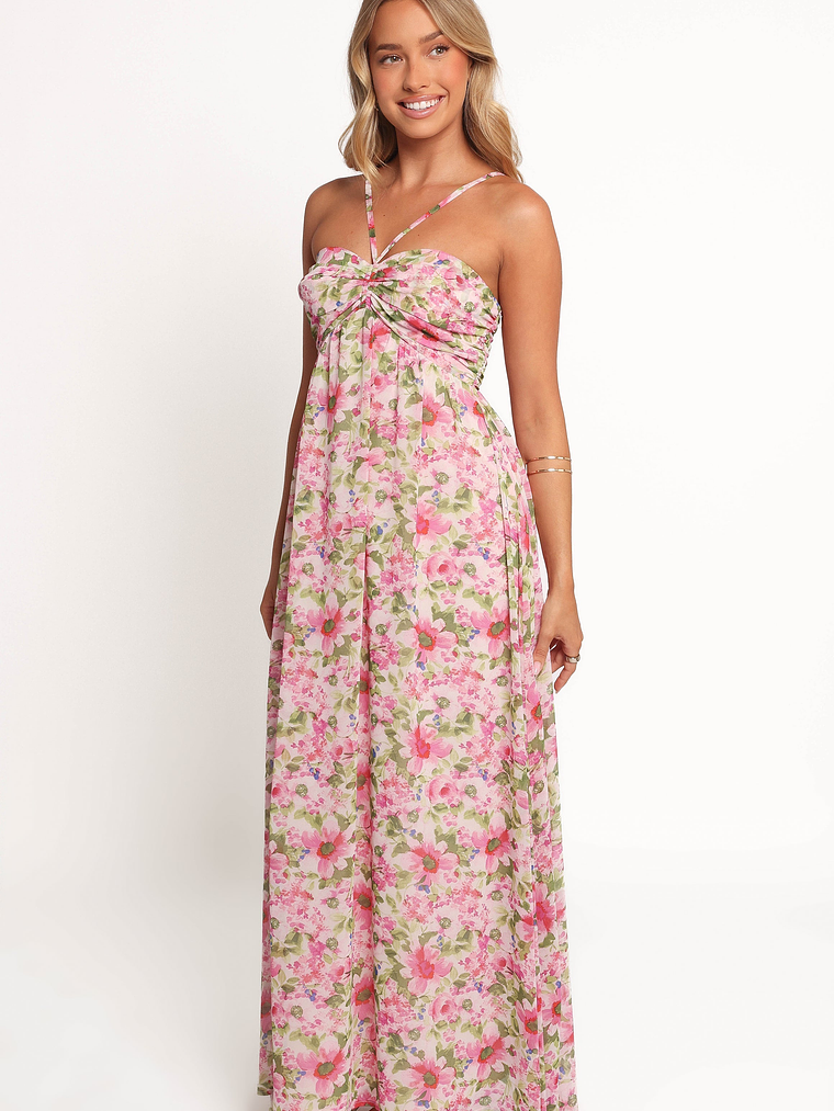 Cascade Halterneck Maxi Dress - Carmine Rose 3
