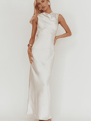 Cheers To You Cowl Back Maxi Dress Oyster