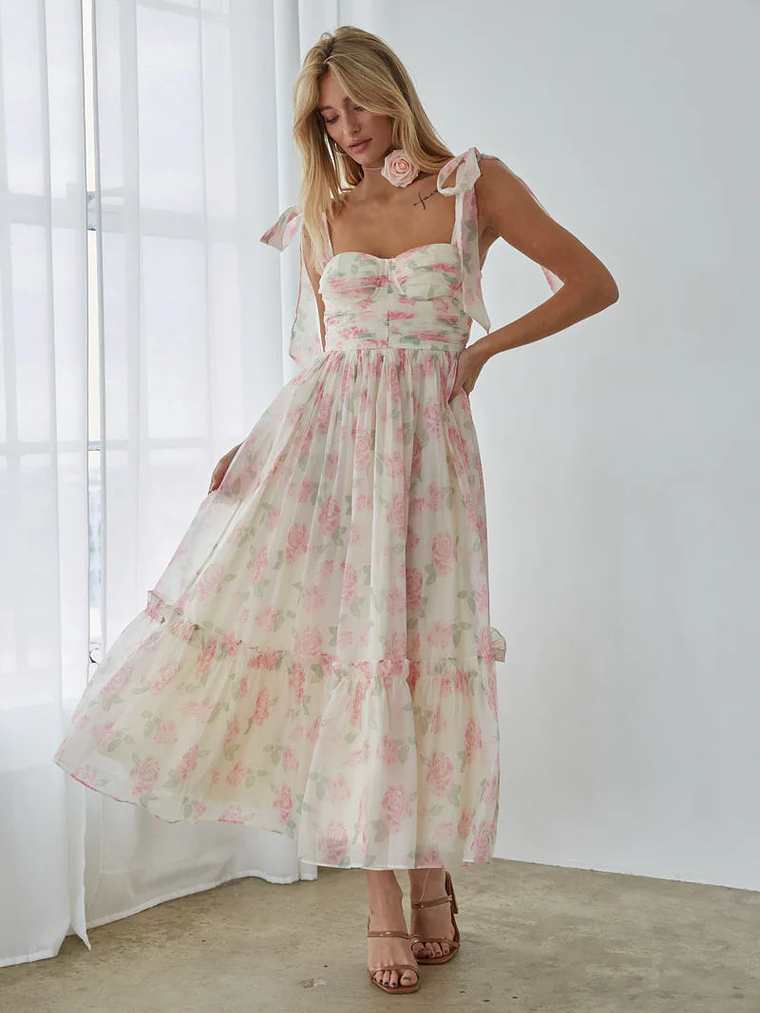 Celine Floral Tie Strap Maxi Dress 1