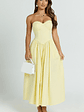 Daria Midi Dress Strapless Corset Gathered Dress in Lemon - thumbnail 1
