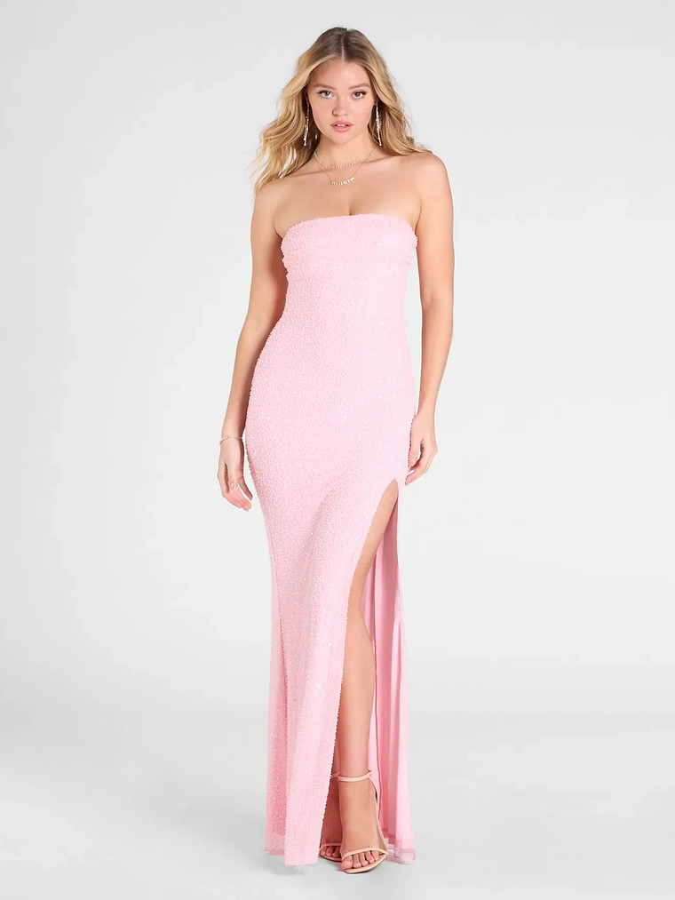 Cindy Beaded Strapless Column Formal Dress 9