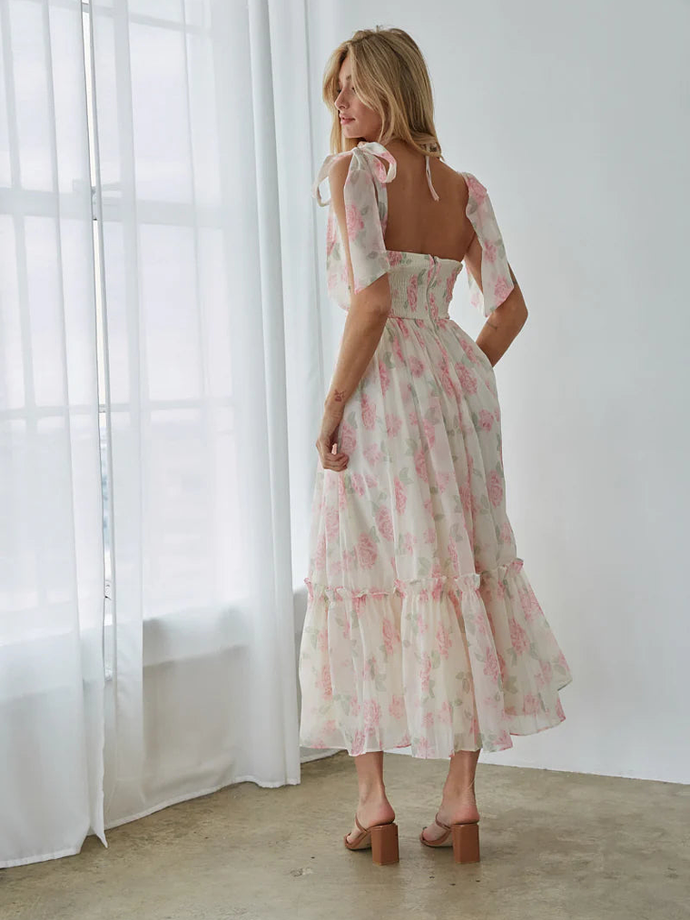 Celine Floral Tie Strap Maxi Dress 4