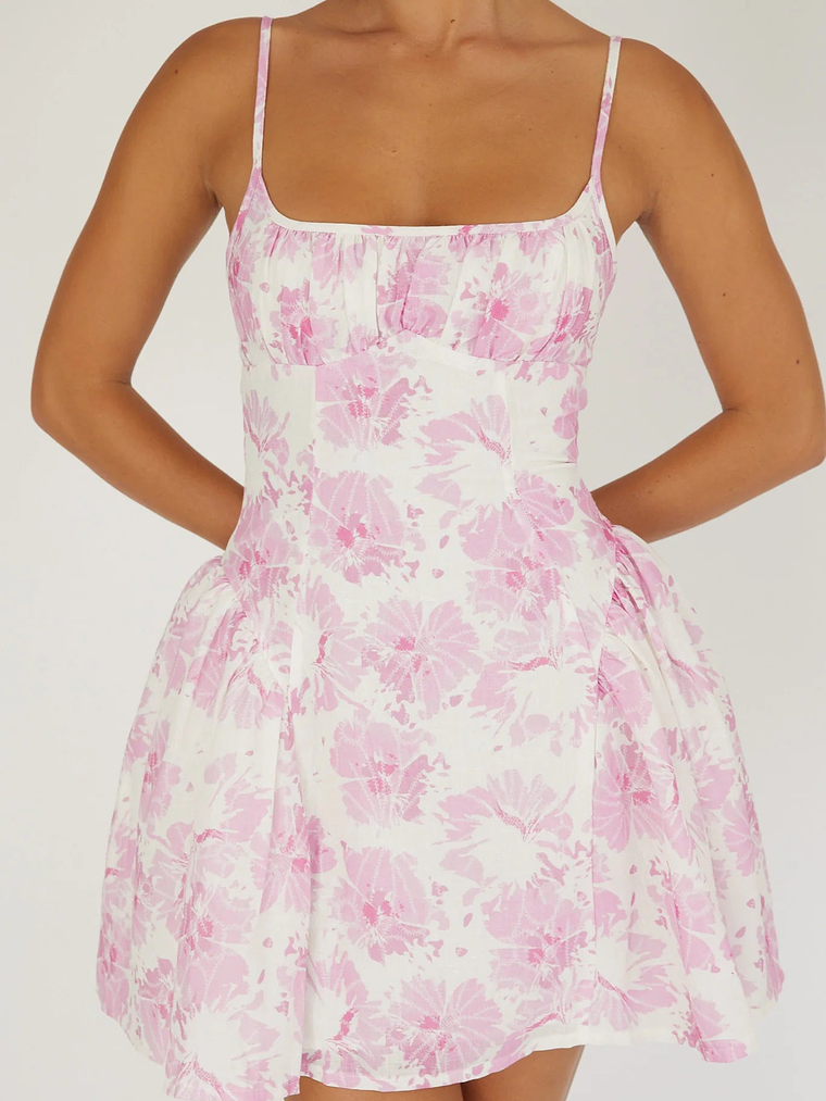 Courting Cami Strap Mini Dress Floral Pink 4