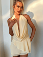 Cleo Plunge Cowl Neck Mini Dress - Yellow - thumbnail 6
